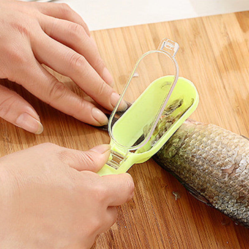 Plastic Scale Scraping Creative Labor-saving Scales Scraper Kitchen Gadget With Lid